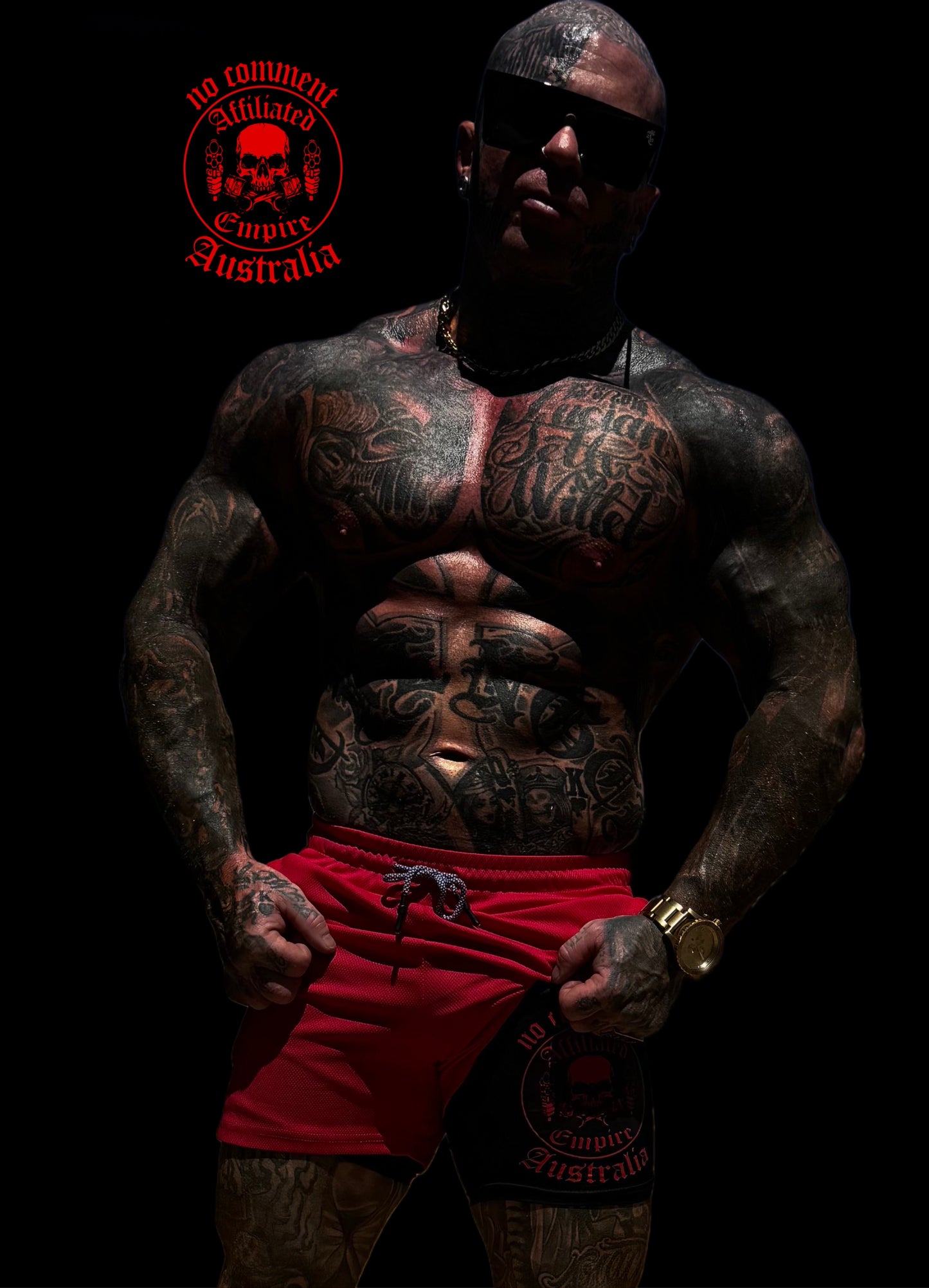 Affiliated - no comment gym shorts / in red