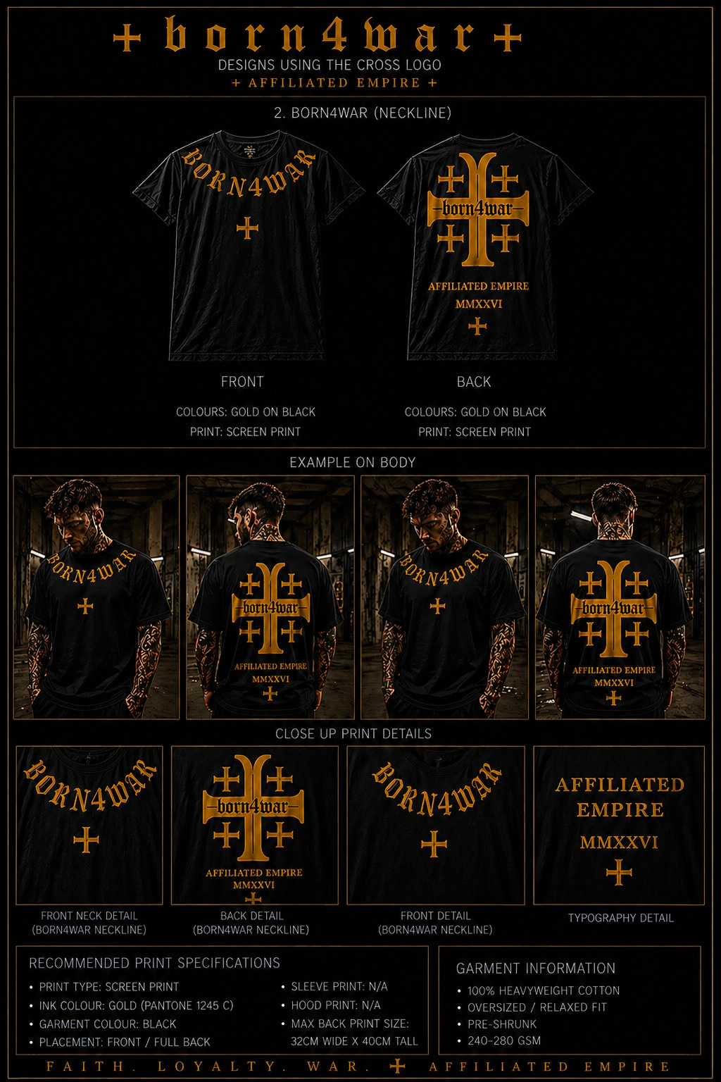 BORN4WAR - neckline cross T