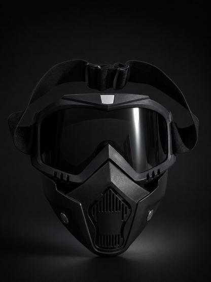 Full face rider masks.