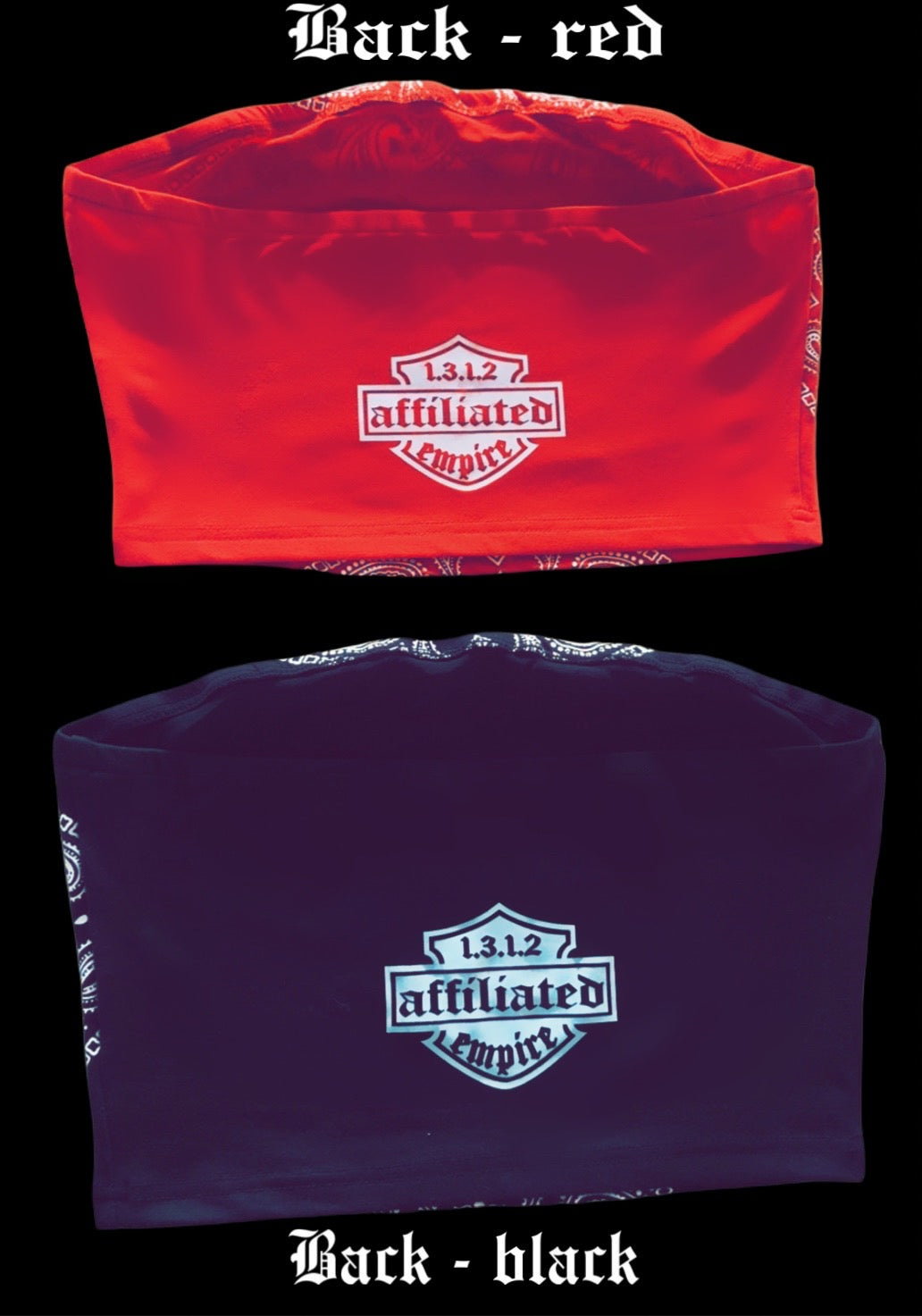 Affiliated bandana pattern - women’s 1312 logo boob tube.