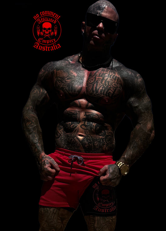 Affiliated - no comment gym shorts / in red