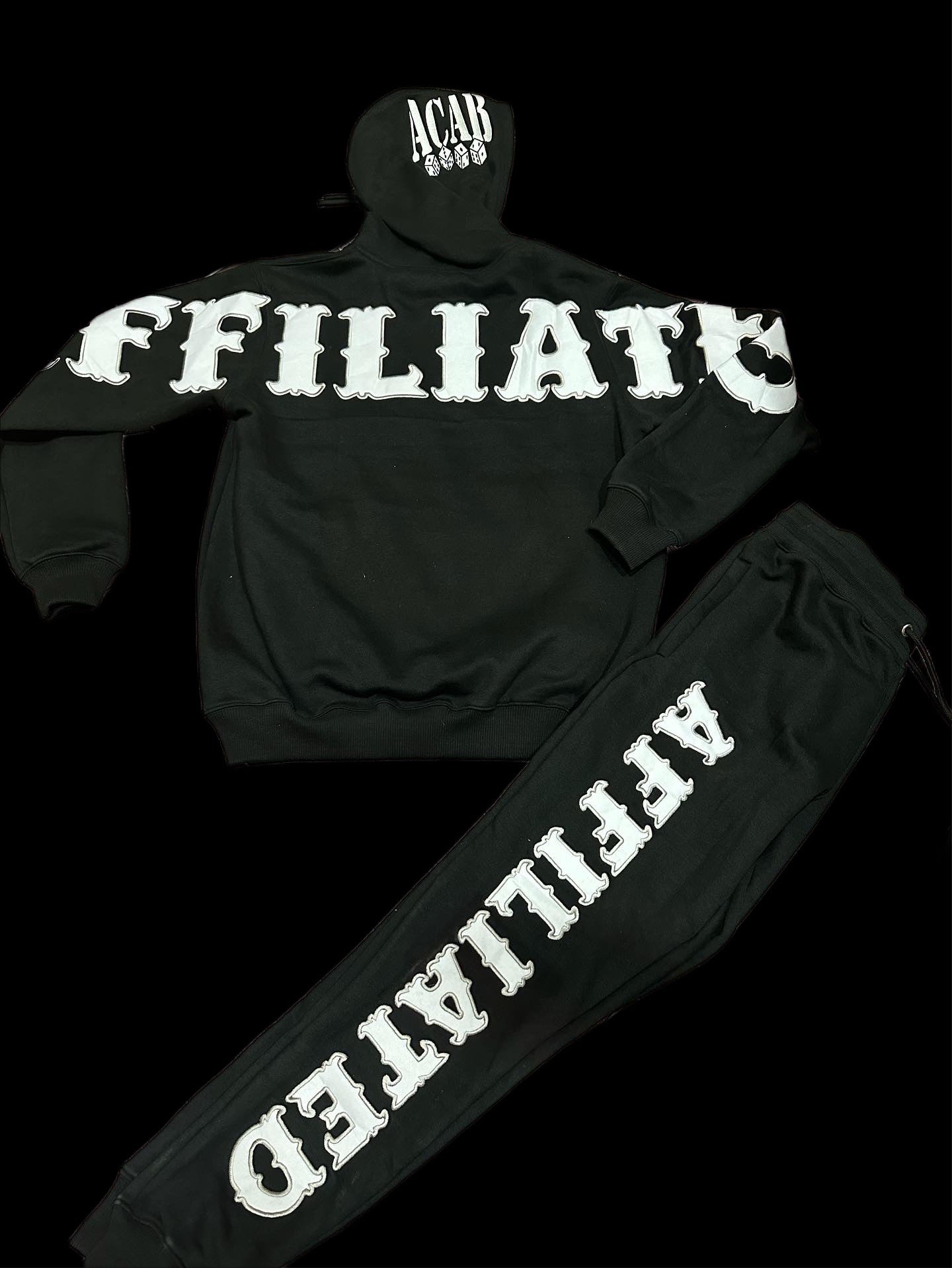 Affiliated Black & White Embroidered Hoodie