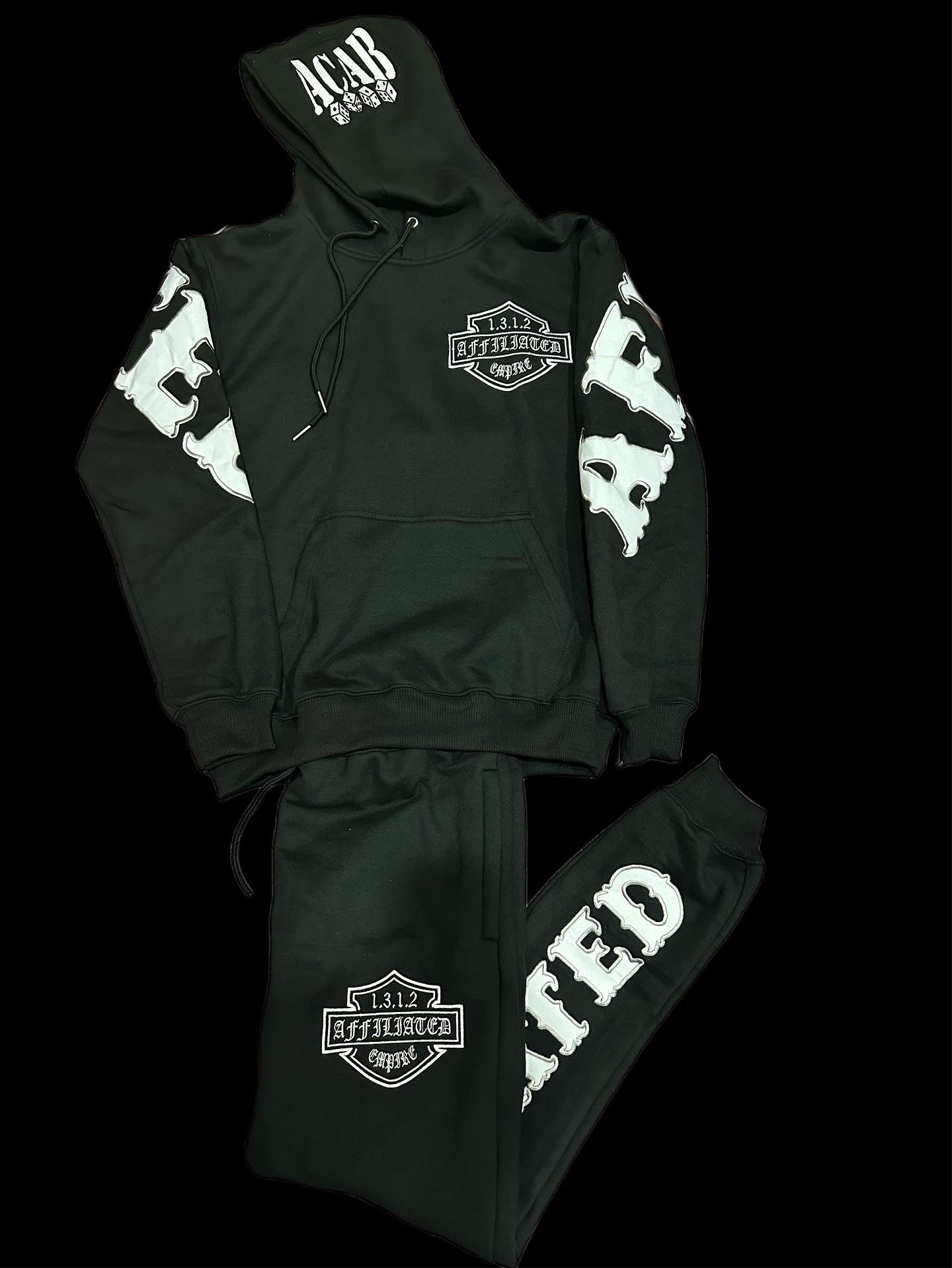 Affiliated Black & White Embroidered Hoodie