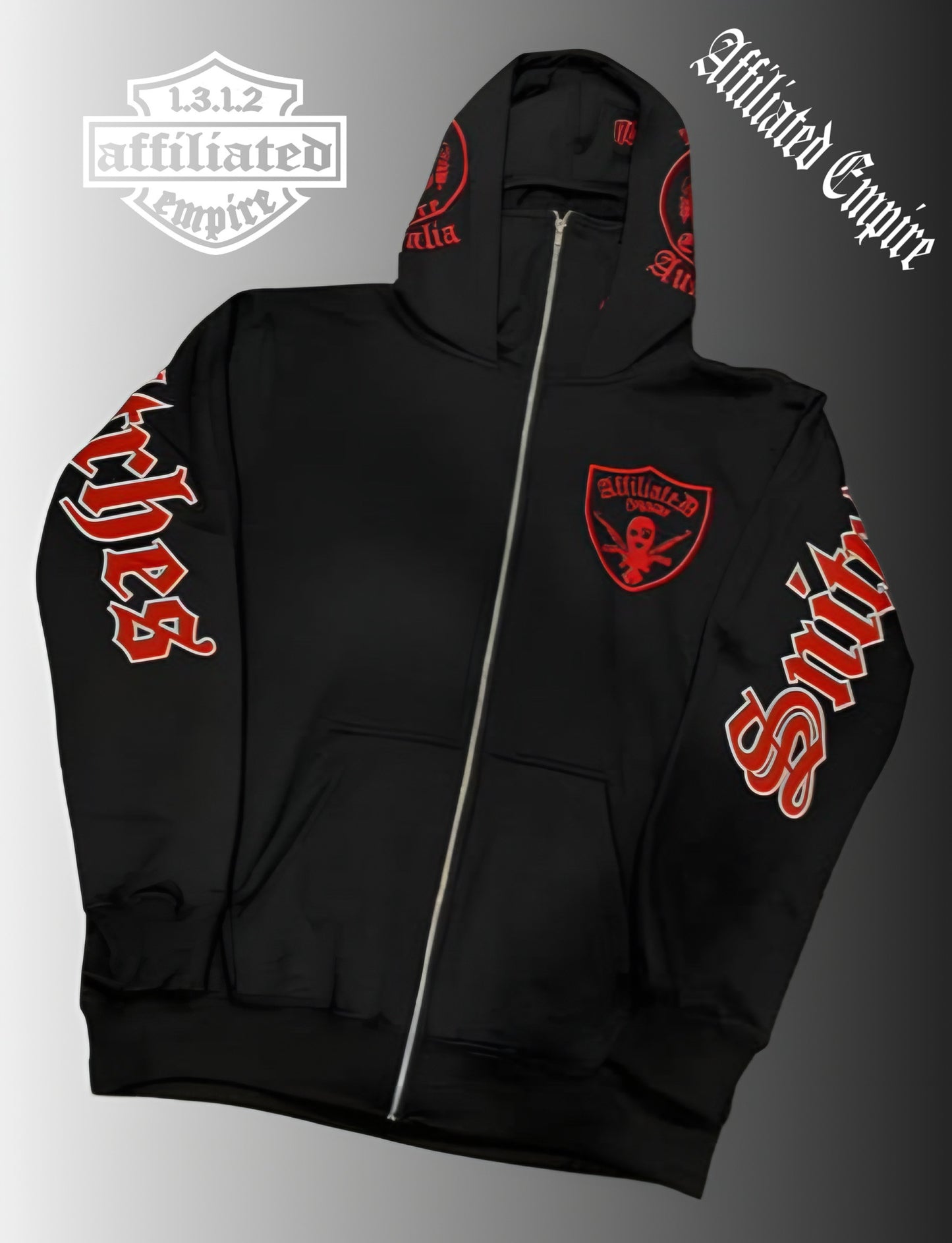 PRE ORDER NOW - Affiliated Empire - no comment / snitches get stitched zip up balaclava hoodie