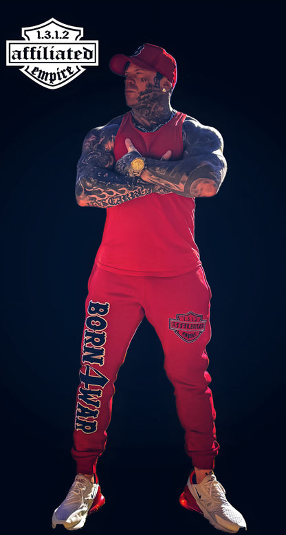 Affiliated Empire - red BORN4WAR , embroidery trackies