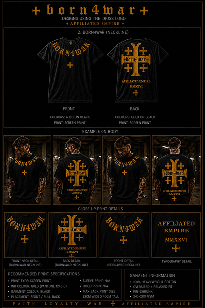 BORN4WAR - neckline cross T